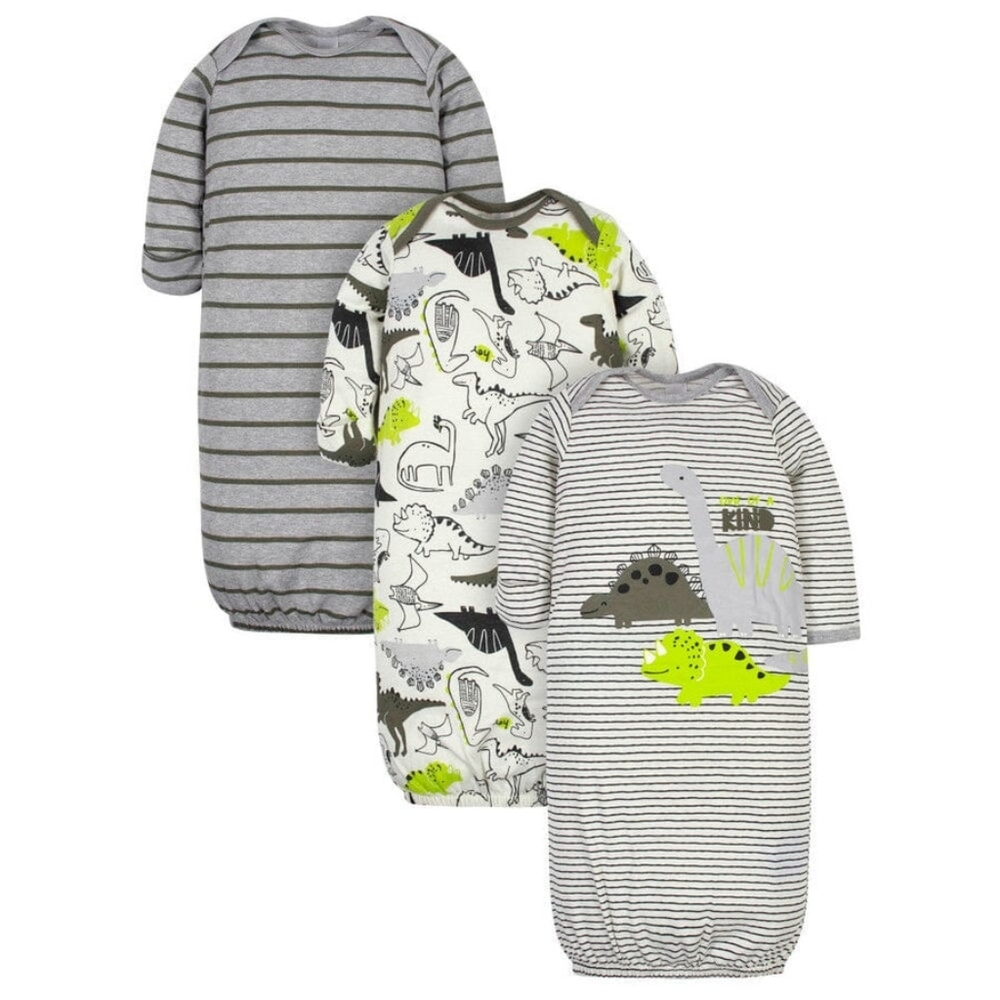 NWT! Gerber Baby Dinosaur Gown Set, Size 0-6